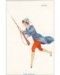 CPA illustrée SAGER Xavier Femme soldat Mode France Guerre 1914-18