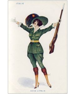 CPA illustrée SAGER Xavier Femme soldat Mode Italie Guerre 1914-18