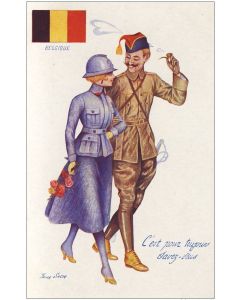 CPA illustrée SAGER Xavier Femme soldat mode L´entente des alliés Guerre 1914-18