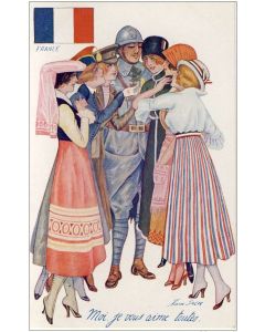 CPA illustrée SAGER Xavier Femme soldat mode L´entente des alliés Guerre 1914-18