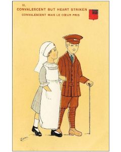 CPA illustrée ZANE Guerre 1914-18 Infirmière Croix rouge Soldat amour