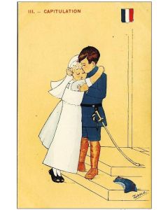CPA illustrée ZANE Guerre 1914-18 Infirmière Croix rouge Soldat amour