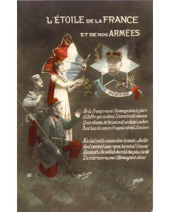 CPA militaria Guerre 1914-18 Général JOFFRE Etoile Armées France Poême signé Boula