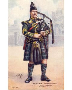 CPA Militaria illustrateur Oilette Seaforth Highlanders Pipe Major