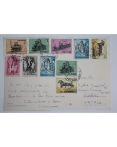 CPA San Marino timbres locomotive 1966
