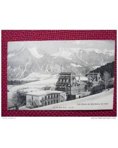 CPA Suisse Fribourg Bains de Montbarry en hiver 1907