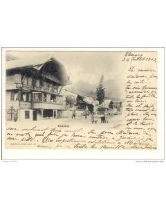 CPA Suisse Fribourg Charmey Animé petit village