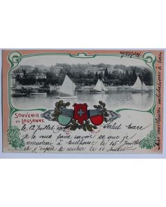 CPA Suisse gaufrée Souvenir de Lausanne