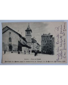 CPA Suisse Genève Place du temple Souvenir du Bazar St-Gervais 1903