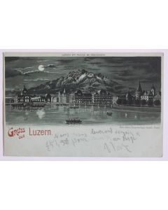 CPA Suisse Gruss aus Luzern mit pilatus bei Mondschein