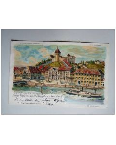 CPA SUISSE Schaffhouse Schaffhausen mit Schiffslande C. Steinmann