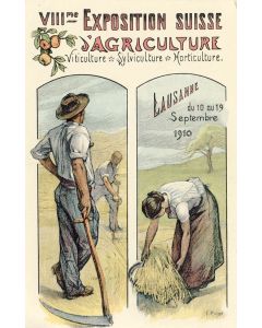 CPA VIII me Exposition Suisse d'Agriculture Lausanne 1910 Illustrateur N°3 Viticulture Sylviculture Horticulture