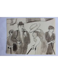 Dessin original a l'encre lavis Où allons(ez) n(v)ous ?
