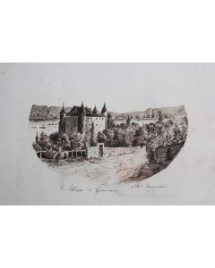 Dessin original Albert Jeanrenaud Château de Grandson Suisse
