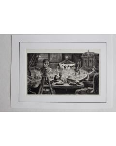 Dessin sur papier plâtré  Édouard JEANMAIRE Atelier Genève Suisse
