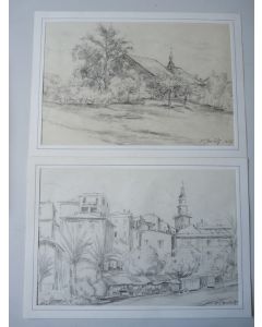 Deux dessins originaux au crayon F. Charlety