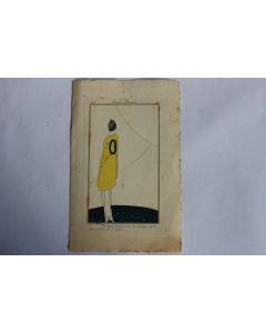 Gravure mode Costumes Parisiens 1914 Manteau duvetyn citron