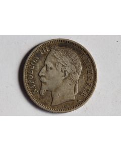 Monnaie argent 1 franc Napoléon III tête laurée 1869 A