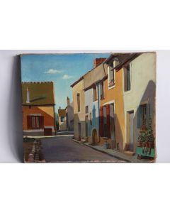 Tableau C. STEEN peinture à l'huile Rue du village 1943
