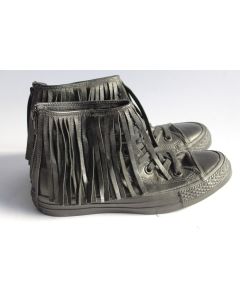 CONVERSE ALL STAR Basket cuir noir avec franges T38
