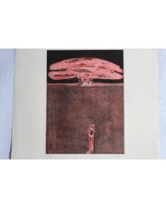 Gravure lithographiée Doroteo ARNÁIZ Le père Noël et la bombe