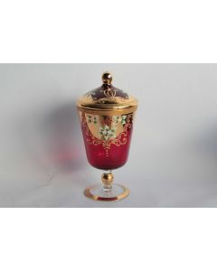 Drageoir verre rouge émaillé Venise Italie