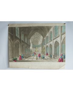 Gravure Vue intérieur Église Saint Meri Paris 1770
