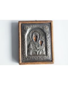 Icône byzantine grecque argent Vierge à l'enfant