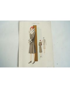 Gravure originale mode Tailleur de luxe Automne 1929