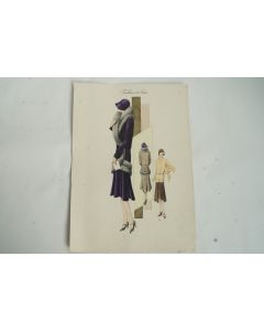 Gravure originale mode Tailleur de luxe Automne 1929