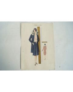 Gravure originale mode Tailleur de luxe Automne 1929