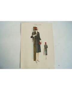 Gravure originale mode Tailleur de luxe Automne 1929