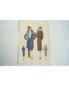 Gravure originale mode Tailleur de luxe Automne 1929