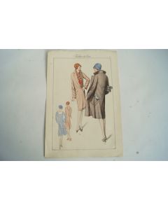 Gravure originale mode Tailleur de luxe Automne 1929