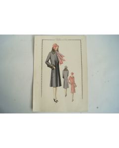 Gravure originale mode Tailleur de luxe Automne 1929