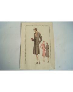 Gravure originale mode Tailleur de luxe Automne 1929
