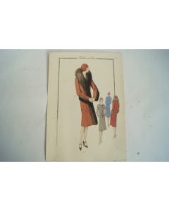 Gravure originale mode Tailleur de luxe Automne 1929