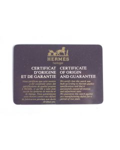 HERMES Certificat d'origine et Garantie Montre