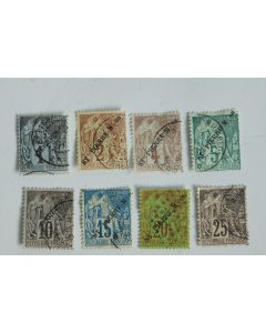 Série timbres Saint Pierre et Miquelon 1891 surcharge oblitéré