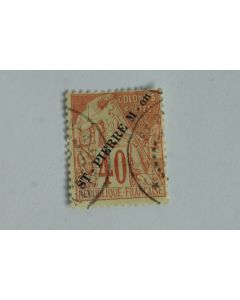 Timbre Saint Pierre et Miquelon 40c 1891 surcharge oblitéré