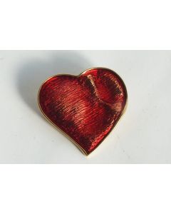 YVES SAINT LAURENT Broche Cœur émaillé rouge