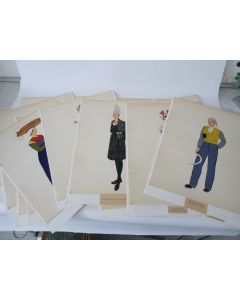 Ensemble 16 lithographies Costumes régionaux français