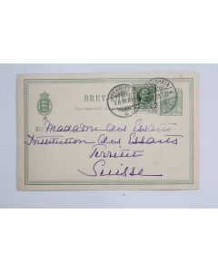 Entier postal Danemark 1908 cachet terrife