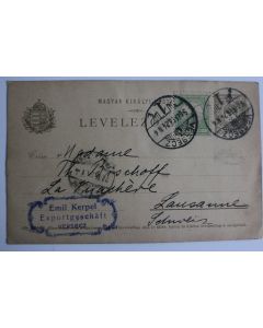 Entier postal Hongrie 1924 cachet exportation Emil Kerpel
