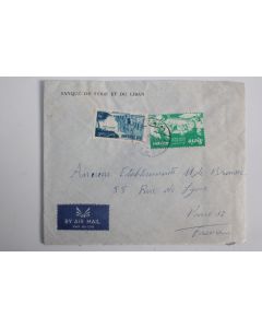 Enveloppe air mail banque de Syrie et du Liban 1953