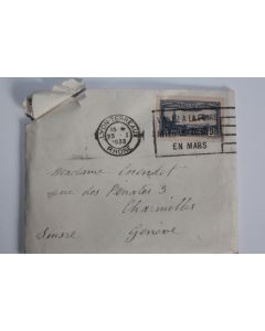 Enveloppe France timbre poste aérienne 1f50 vignette tuberculose 1938