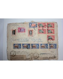 Enveloppe Iran par avion shah mohammed poste telegraphes 1950