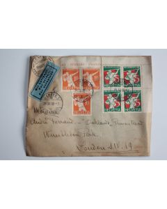 Enveloppe par avion Timbres Suisse pro juventute 1932