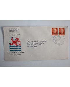 Enveloppe Watersnood cachet dag van Uitgifte Pays bas 1953