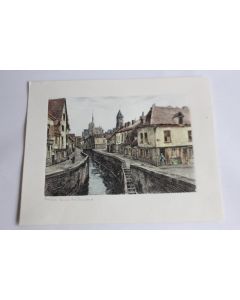 Estampe gravée sur cuivre Amiens Quai des tanneurs